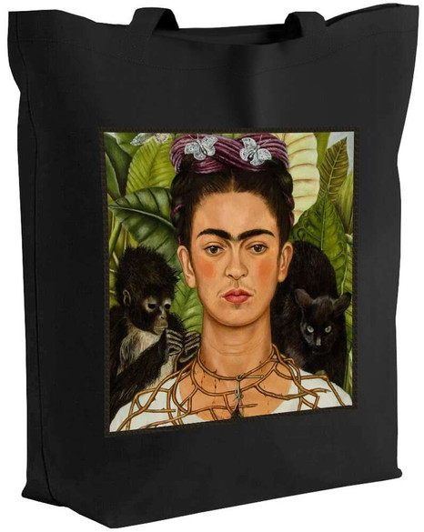 Torba z naszywką Autoportret z cierniowym naszyjnikiem i kolibrem Frida Kahlo