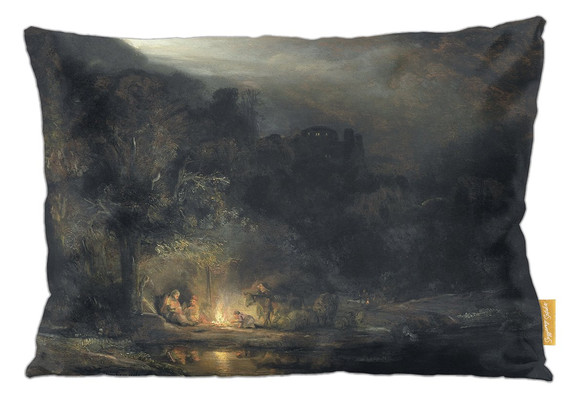 Poduszka Krajobraz z odpoczynkiem podczas Ucieczki do Egiptu Rembrandt
