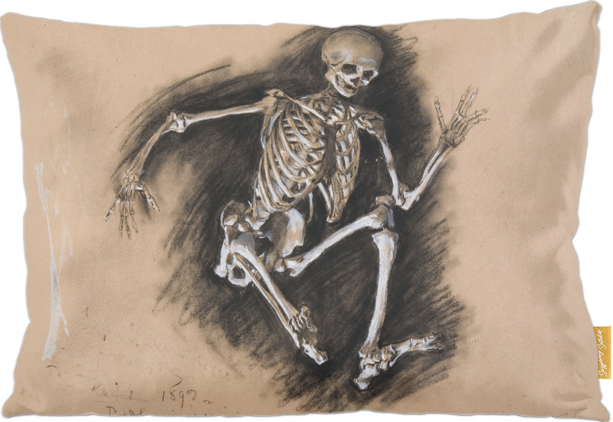 Poduszka dekoracyjna na prezent z obrazem Studium szkieletu Władysław Podkowiński Szyjemy Sztukę