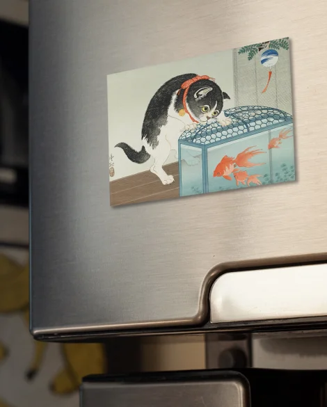 Magnes Kot i złota rybka Ohara Koson