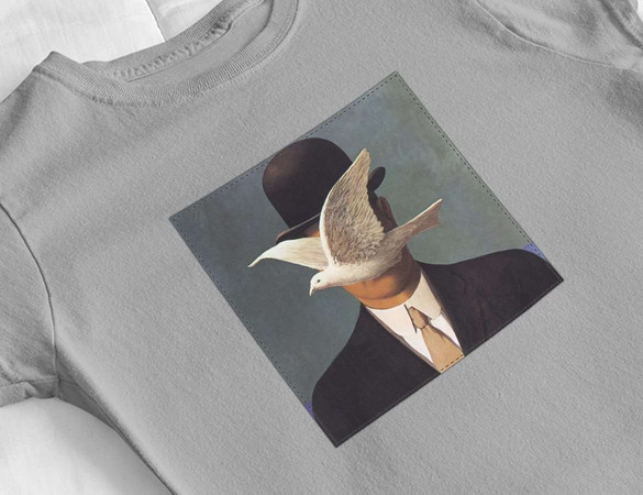 Bluzka damska z naszywką Mężczyzna w meloniku René Magritte