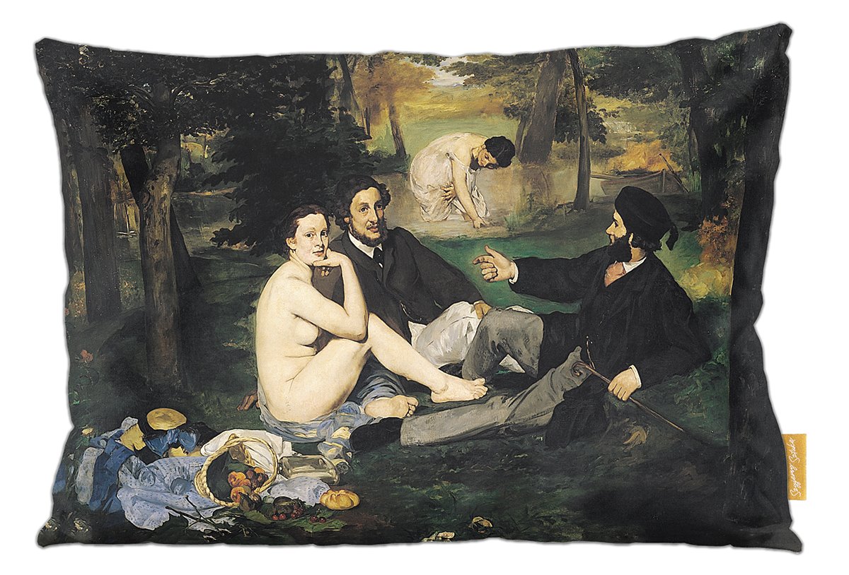 Poduszka dekoracyjna na prezent z obrazem Śniadanie na trawie Édouard Manet Szyjemy Sztukę