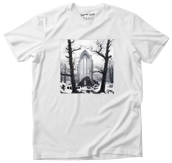 Koszulka z naszywką Cmentarz w śniegu Caspar David Friedrich