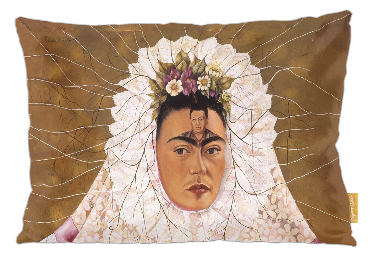 Poduszka dekoracyjna na prezent z obrazem Diego w moich myślach Frida Kahlo Szyjemy Sztukę