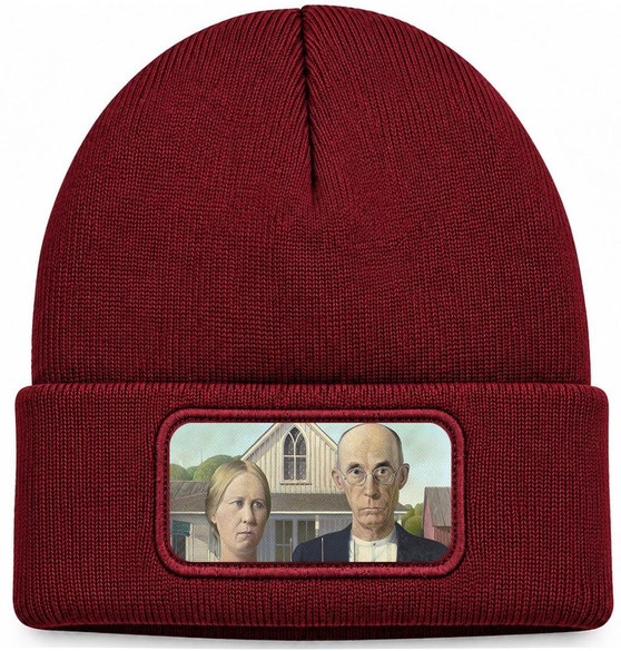 Czapka zimowa American Gothic Grant Wood – bordowa