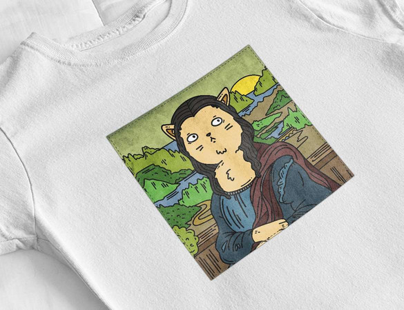 Bluzka damska z naszywką CAT PARODY: Mona Lisa