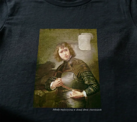 Koszulka z nadrukiem Młody mężczyzna w złotej zbroi Rembrandt