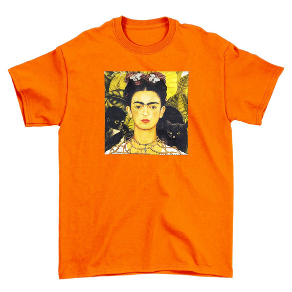 Koszulka z naszywką Autoportret z cierniowym naszyjnikiem i kolibrem Frida Kahlo