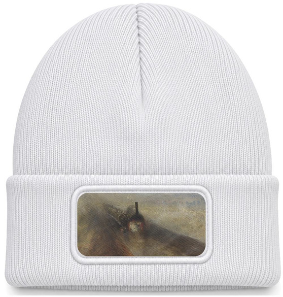 Czapka zimowa Deszcz, para i prędkość - Wielka Zachodnia Kolej William Turner – biała