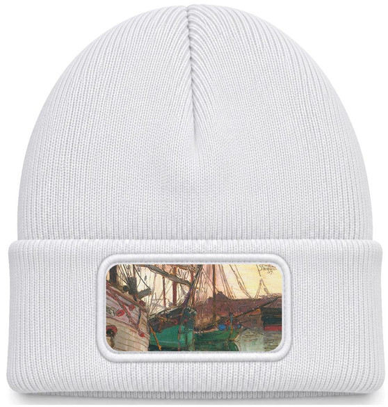 Czapka zimowa Port w Trieście Egon Schiele – biała