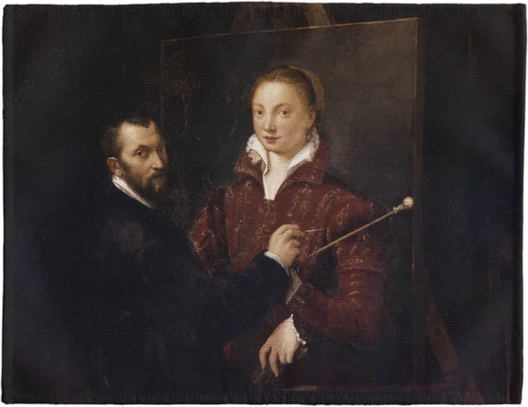 Podkładka na stół Bernardino Campi malujący Sofonisbę Anguissolę Sofonisba Anguissola