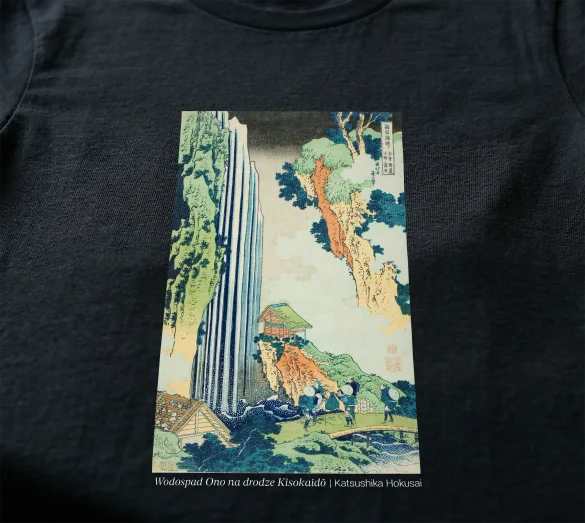 Bluzka damska Wodospad Ono na drodze Kisokaidō Katsushika Hokusai