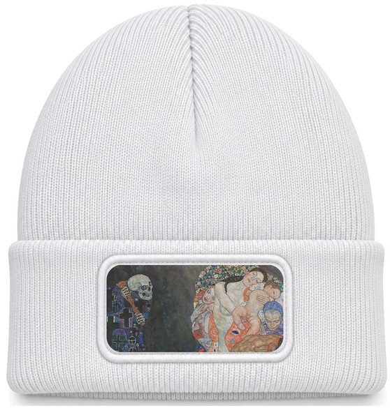 Czapka zimowa Śmierć i życie Gustav Klimt – biała