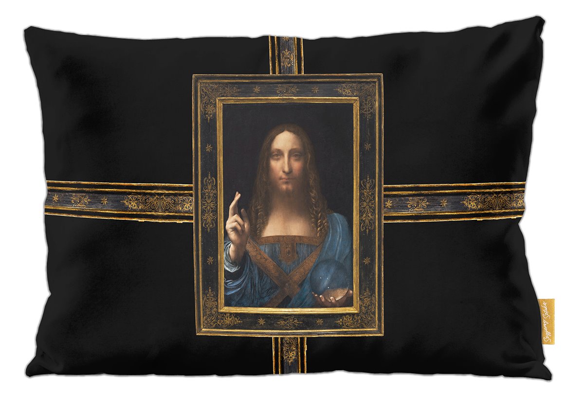 Poduszka dekoracyjna na prezent z obrazem Zbawiciel świata Leonardo da Vinci Szyjemy Sztukę