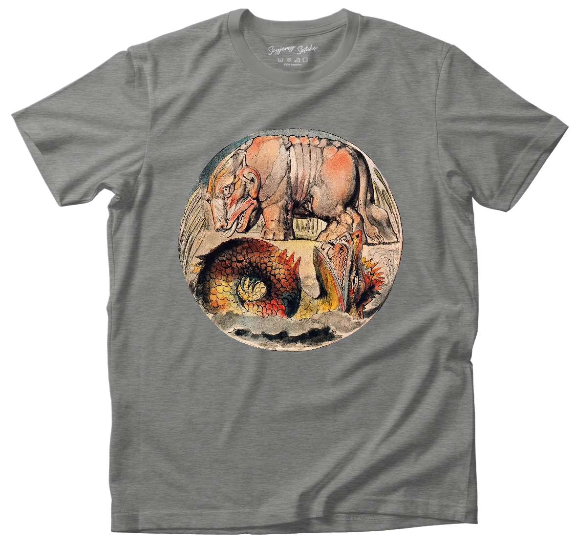 Koszulka Behemoth i lewiatan William Blake– koszulka z nadrukiem obrazu, t-shirt ze sztuką