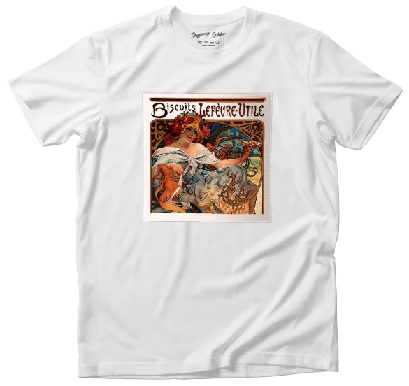Koszulka z naszywką Biscuits Lefevre Utile Alfons Mucha
