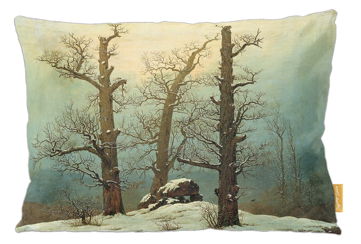 Poduszka dekoracyjna na prezent z obrazem Dolmen w śniegu Caspar David Friedrich Szyjemy Sztukę