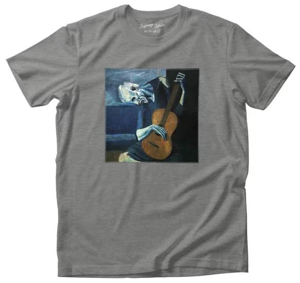 Koszulka z naszywką Stary gitarzysta Pablo Picasso
