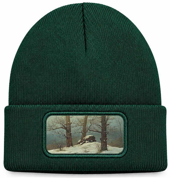 Czapka zimowa Dolmen w śniegu Caspar David Friedrich – zielona