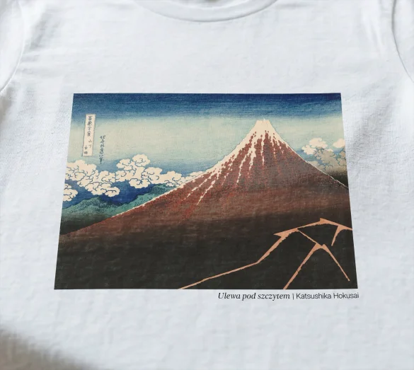 Koszulka z nadrukiem Ulewa pod szczytem Katsushika Hokusai