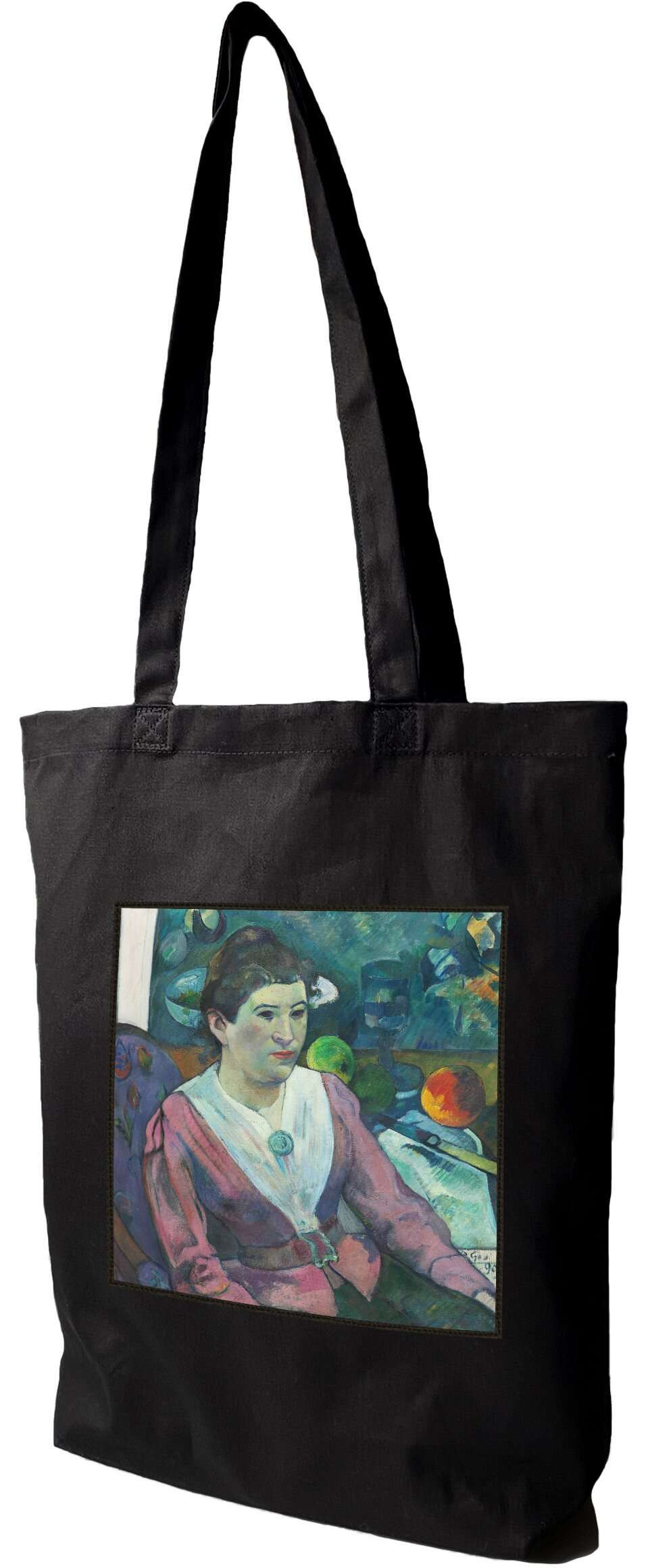 Torba z naszywką Kobieta na tle martwej natury, Cezanne Paul Gauguin, Czarna