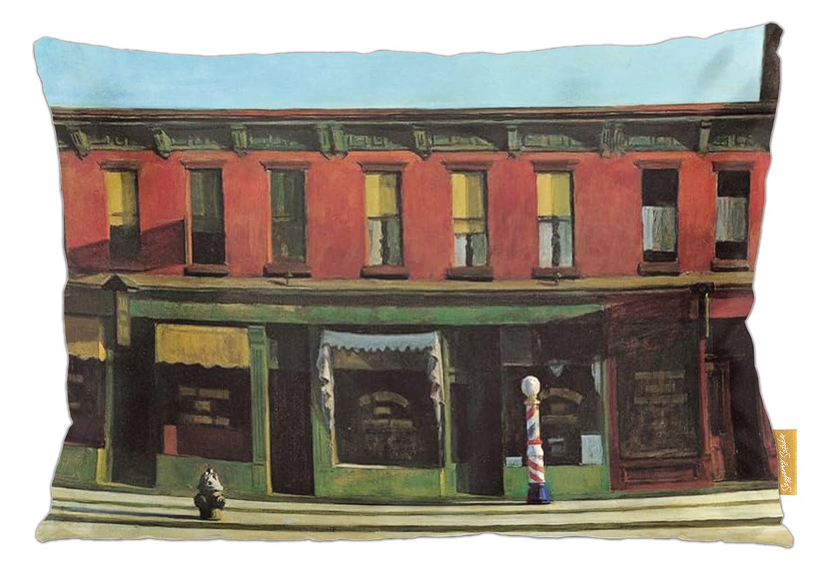 Poduszka dekoracyjna na prezent z obrazem Wczesny niedzielny poranek Edward Hopper Szyjemy Sztukę