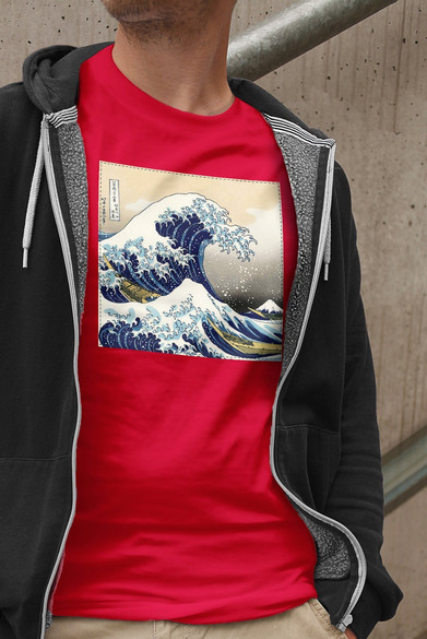 Koszulka z naszywką Wielka fala w Kanagawie Hokusai Katsushika