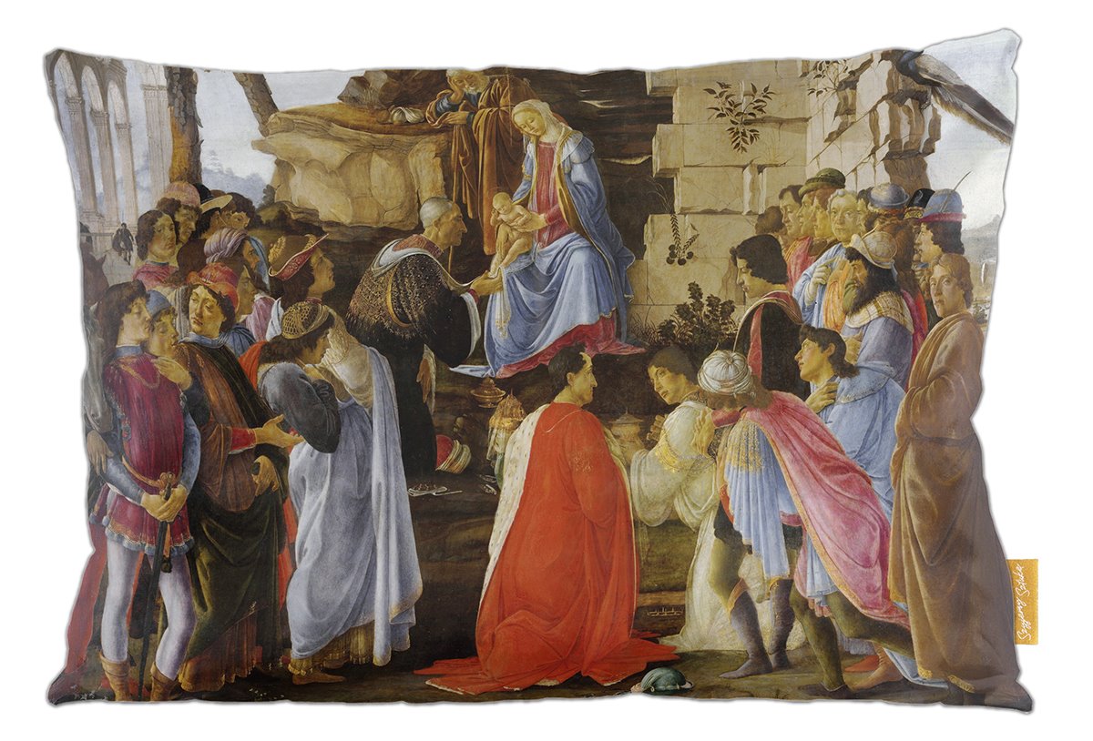 Poduszka dekoracyjna na prezent z obrazem Pokłon Trzech Króli Sandro Botticelli Szyjemy Sztukę