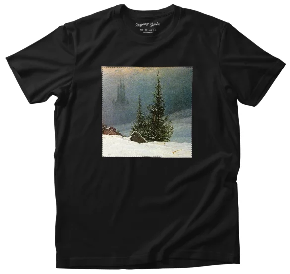 Koszulka z naszywką Pejzaż zimowy Caspar David Friedrich