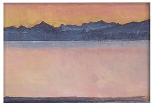 Magnes Genfersee mit Mont-Blanc im Morgenrot Ferdinand Hodler