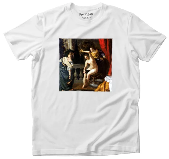 Koszulka z naszywką Batszeba w swojej kąpieli Artemisia Gentileschi