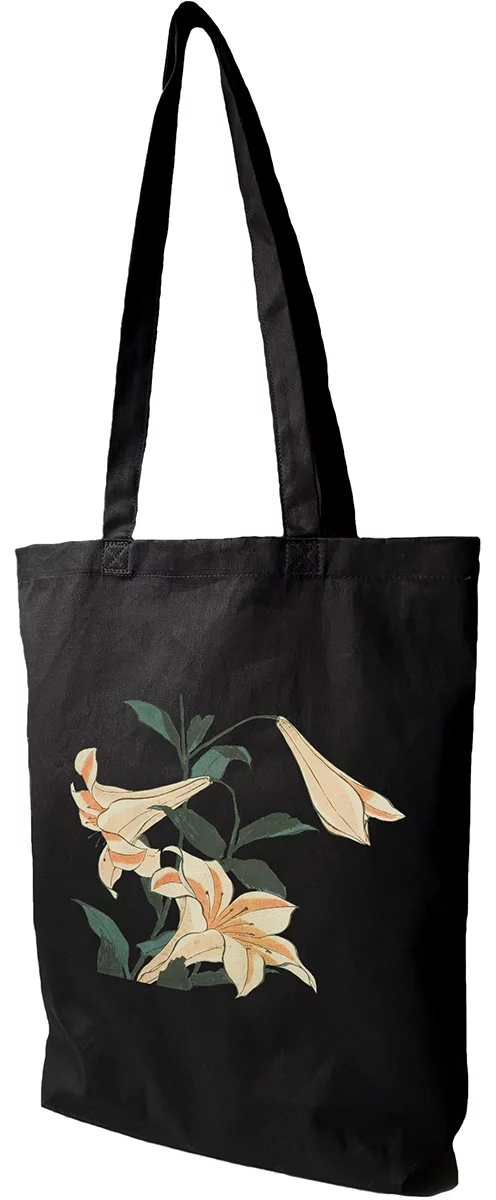 Torba bawełniana Lilie Katsushika Hokusai, Czarna