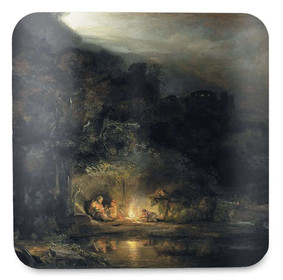Podkładka pod kubek Krajobraz z odpoczynkiem podczas Ucieczki do Egiptu Rembrandt
