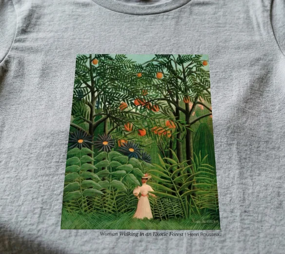 Koszulka z nadrukiem Woman Walking in an Exotic Forest Henri Rousseau