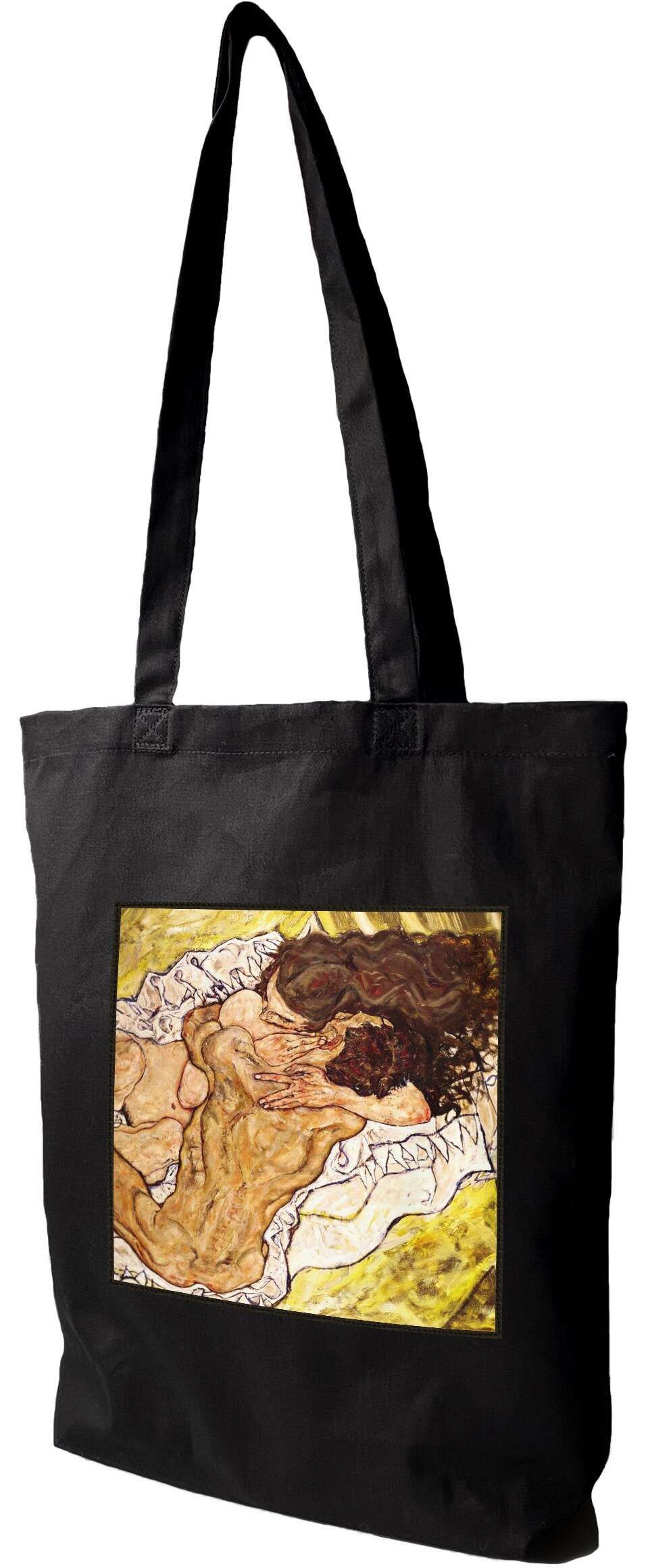 Torba z naszywką The Embrace (1917) Egon Schiele, Czarna