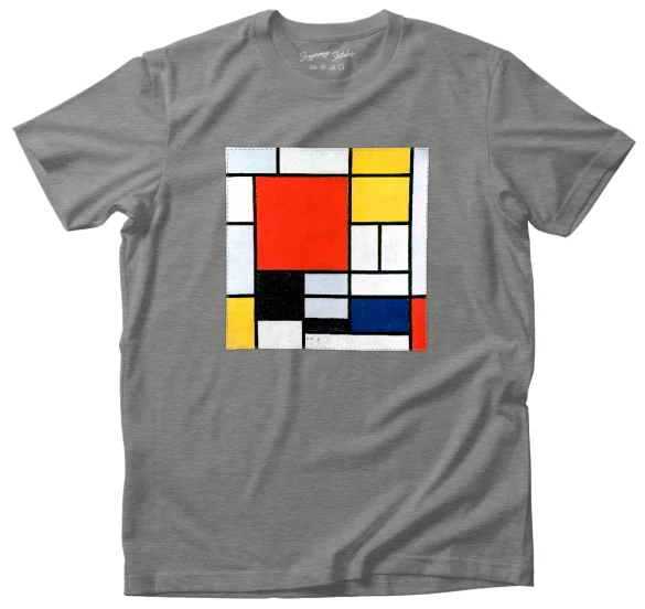 Koszulka z naszywką Kompozycja w czerwieni, żółci, błękicie i czerni Piet Mondrian