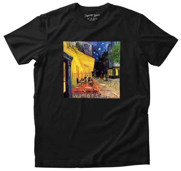 Koszulka z naszywką Taras kawiarni w nocy Vincent Van Gogh