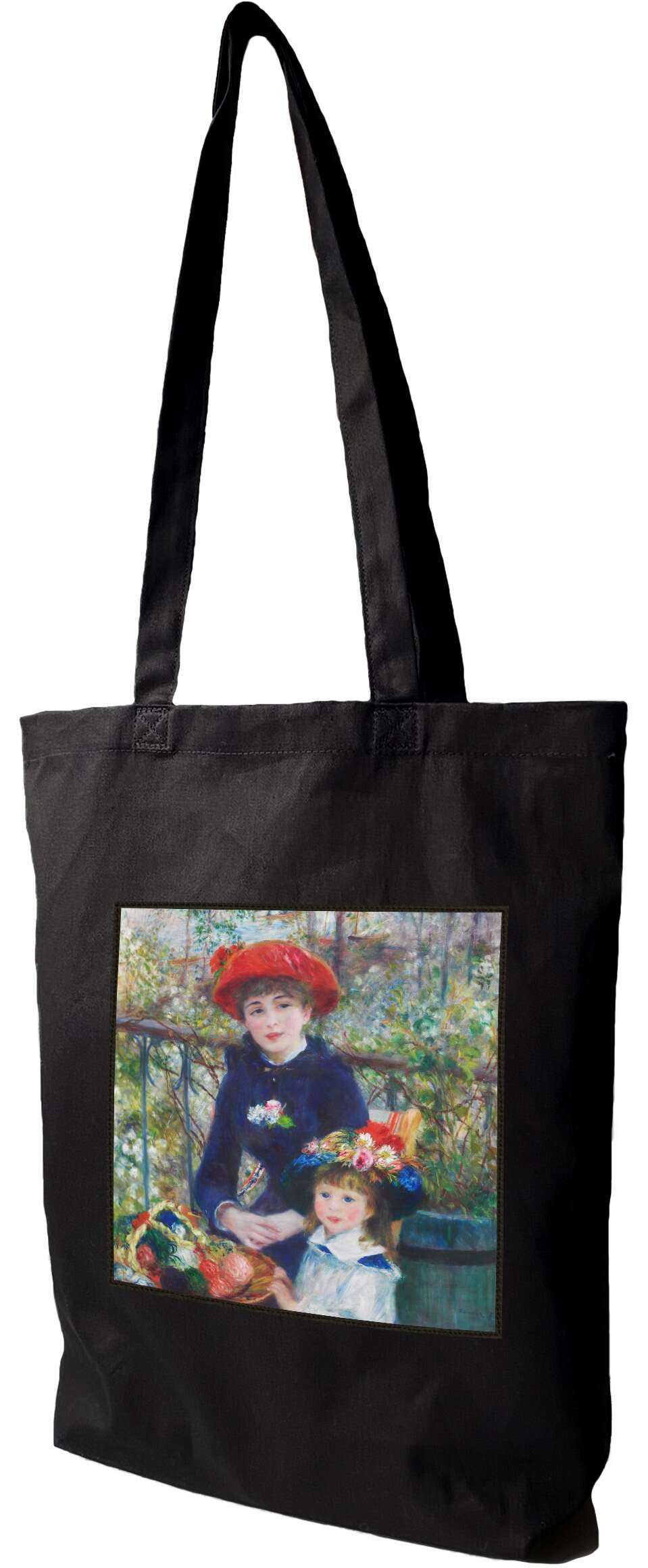 Torba z naszywką Dwie siostry (na tarasie) Pierre-Auguste Renoir, Czarna