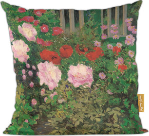 Poduszka Kwitnące kwiaty na ogrodzeniu ogrodu Koloman Moser