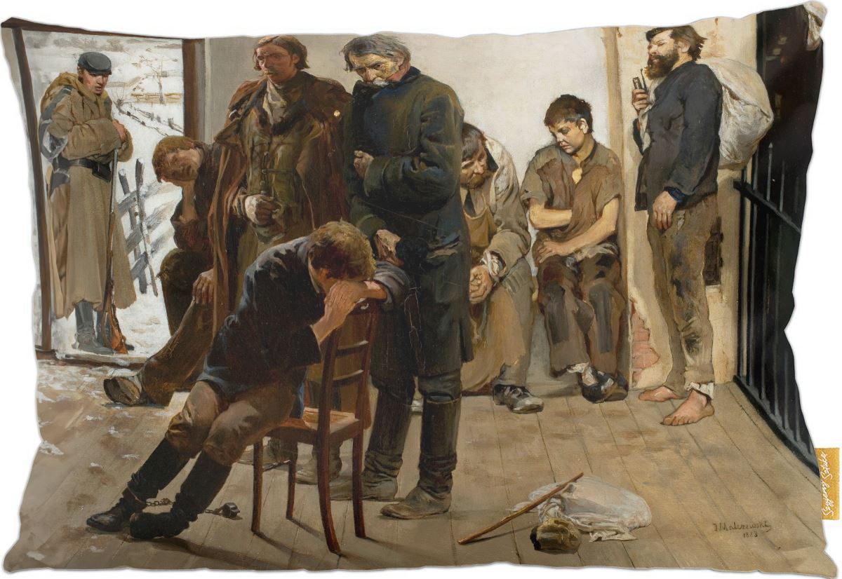 Poduszka dekoracyjna na prezent z obrazem Na etapie (Aresztanci) Jacek Malczewski Szyjemy Sztukę