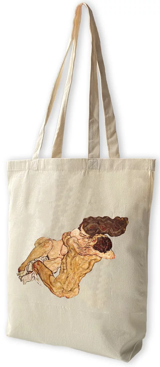 Torba bawełniana The Embrace (1917) Egon Schiele, Biała