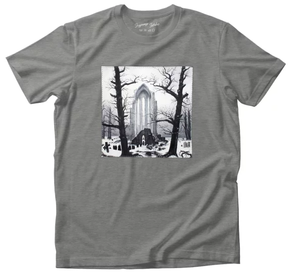 Koszulka z naszywką Cmentarz w śniegu Caspar David Friedrich