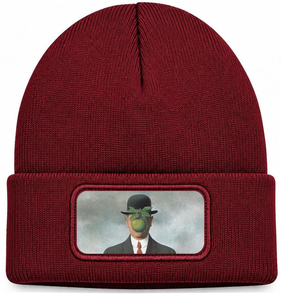 Czapka zimowa Syn człowieczy René Magritte – bordowa