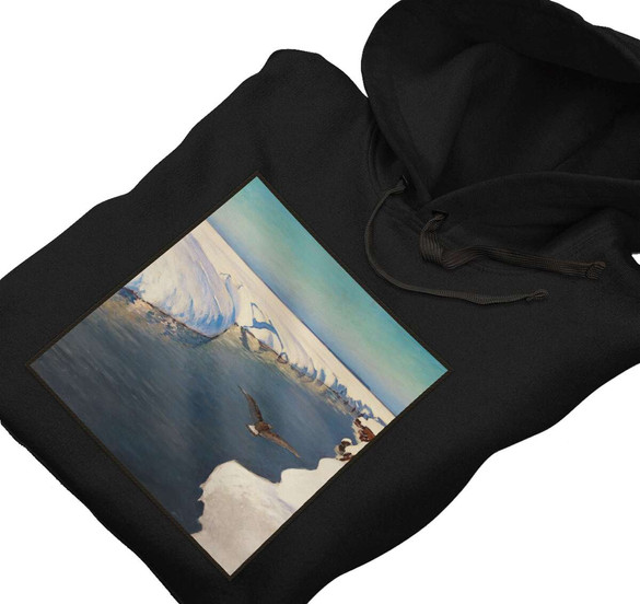 Bluza z naszywką Pejzaż zimowy z rzeką i ptakiem Julian Fałat