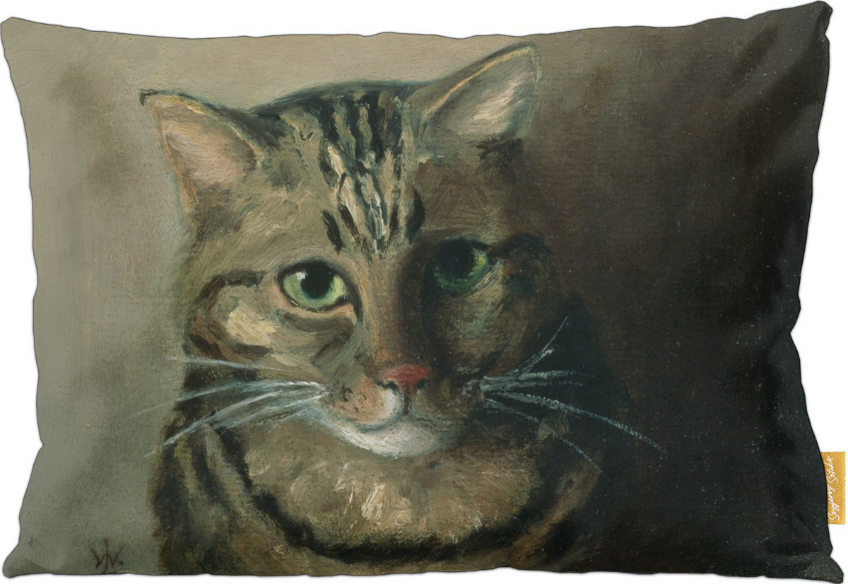 Poduszka dekoracyjna na prezent z obrazem Studium głowy kota tabby Louis Wain Szyjemy Sztukę