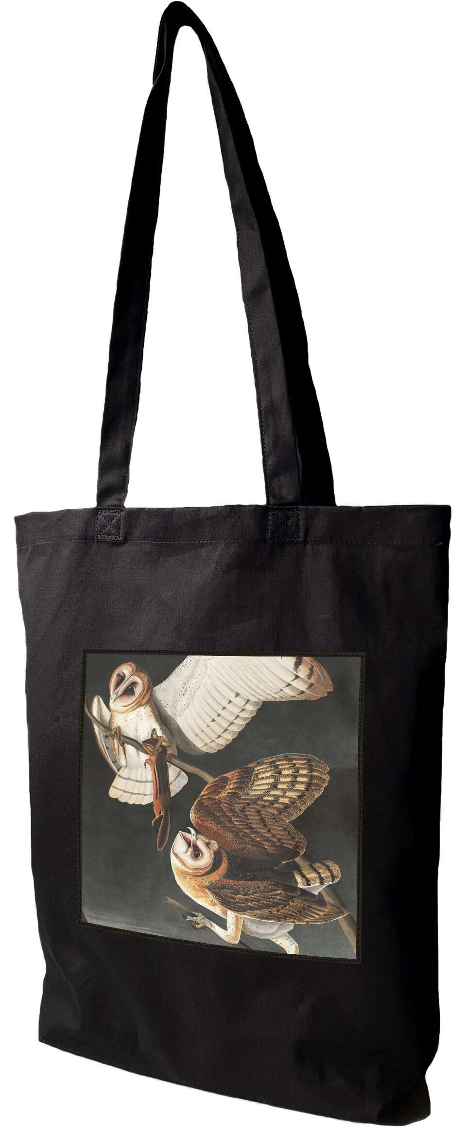 Torba z naszywką Barn Owl, Tyto Alba James Audubon, Czarna