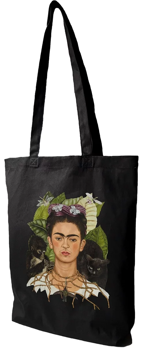 Torba bawełniana Autoportret z cierniowym naszyjnikiem i kolibrem Frida Kahlo