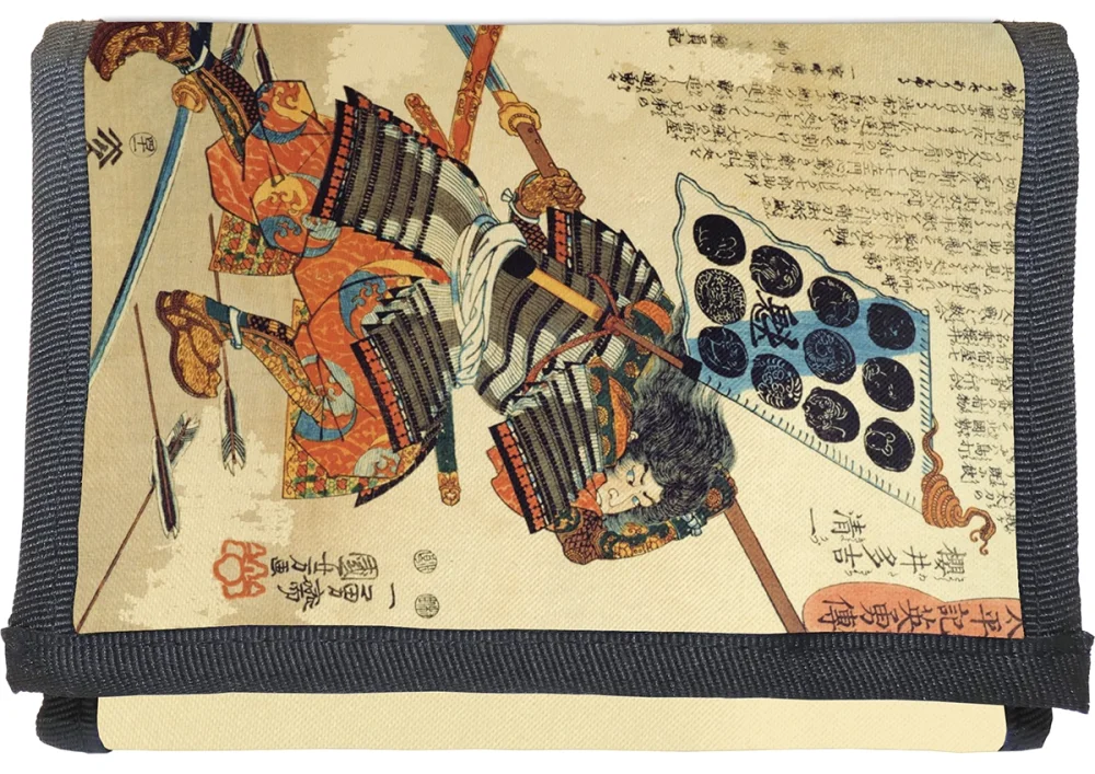 Portfel Samuraj Kiyokazu z naginatą Utagawa Kuniyoshi