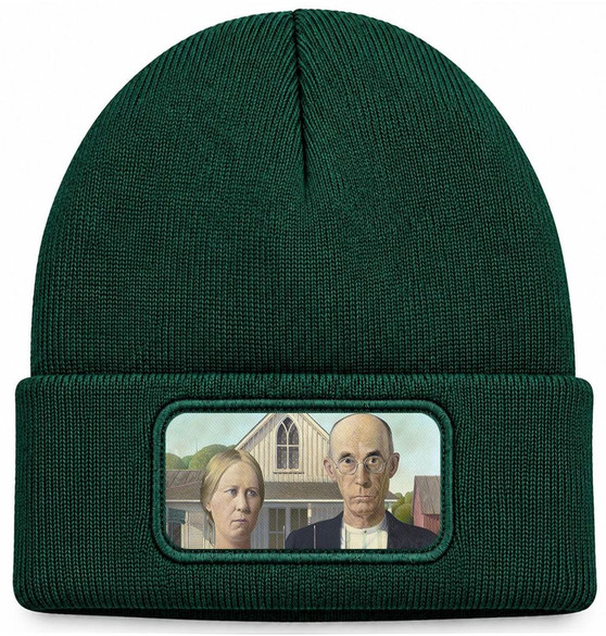 Czapka zimowa American Gothic Grant Wood – zielona
