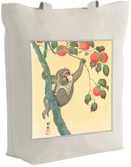 Torba z naszywką Małpa na drzewie persymonowym Ohara Koson